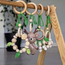 Crochet Deer Baby Gym Toy Set Woodland Sensory Toys