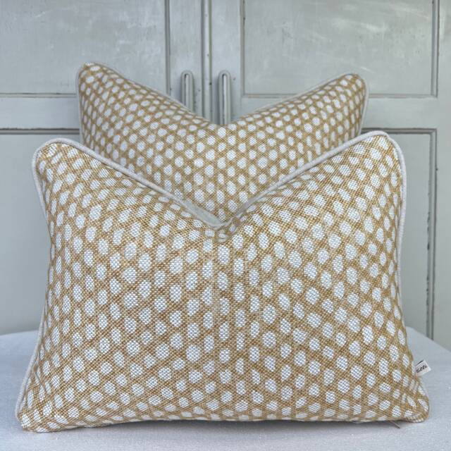 Cushions Made in Fermoie Wicker Luxury Designer Decorative Beige Linen Cushion Pillow Throw Cover - image 1