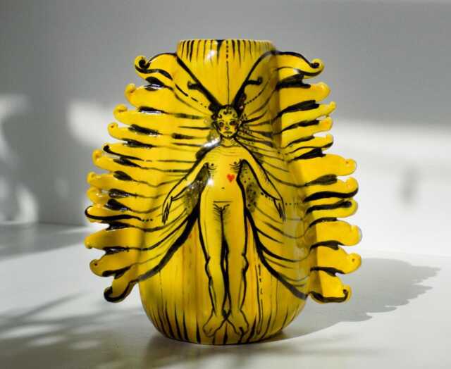 Double Sided Ceramic Illustrated Vase - image 1