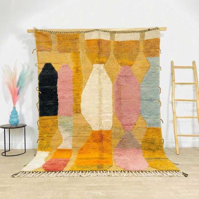 Hand Tufted Moroccan Yellow Berber Rug, Authentic Beni Ourain Carpet, Large 9x12 Area Handwoven Wool Shag Boho Nursery Room - image 1