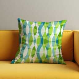 Mid-Century Modern Cushion Cover, Blue & Green Retro Wave Pattern Pillow Vibrant Or Scandinavian Decor, Style Decoration - thumbnail 3