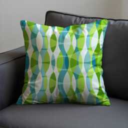 Mid-Century Modern Cushion Cover, Blue & Green Retro Wave Pattern Pillow Vibrant Or Scandinavian Decor, Style Decoration - thumbnail 4