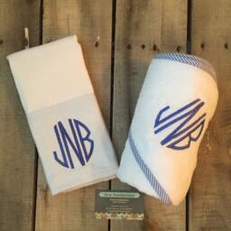 Monogrammed Hooded Towel & Burp Cloth Set Baby Boy/Baby Girl Pink/Blue Shower Gift - thumbnail 3