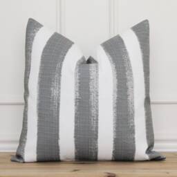Gray Watercolor Outdoor Cushion Cover Grey & White Stripe Pillow Patio Covers - Sam