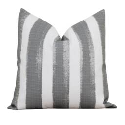 Gray Watercolor Outdoor Cushion Cover Grey & White Stripe Pillow Patio Covers - Sam - thumbnail 3