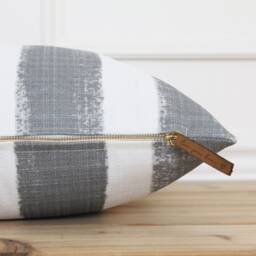 Gray Watercolor Outdoor Cushion Cover Grey & White Stripe Pillow Patio Covers - Sam - thumbnail 2