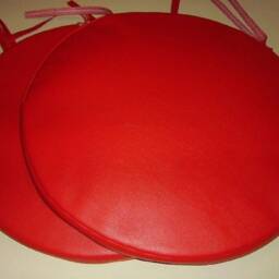 "2 Red Faux Leather Round Dining Garden Chair Cushion Seat Pads 12"" To 20" - thumbnail 2