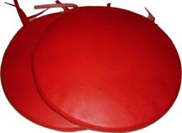 "2 Red Faux Leather Round Dining Garden Chair Cushion Seat Pads 12"" To 20"