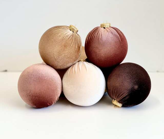 Brown Velvet Christmas Balls 12-Piece Holiday Ornament Set - image 1