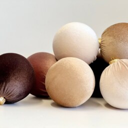 Brown Velvet Christmas Balls 12-Piece Holiday Ornament Set - thumbnail 2