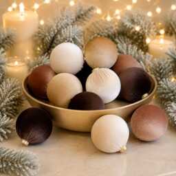 Brown Velvet Christmas Ornaments Set Of 12, Neutral 3 Or 4 Inch Baubles, Classic Warm Holiday Tree Decor