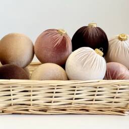 Brown Velvet Christmas Ornaments Set Of 12, Neutral 3 Or 4 Inch Baubles, Classic Warm Holiday Tree Decor - thumbnail 4