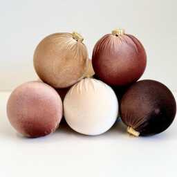 Brown Velvet Christmas Ornaments Set Of 12, Neutral 3 Or 4 Inch Baubles, Classic Warm Holiday Tree Decor - thumbnail 3
