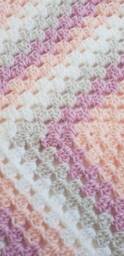Handmade Pink, Purple, Grey & White Granny Square Baby Blanket - thumbnail 4
