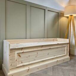 Storage Bench, Unpainted, Natural Wood Window Seat Hall Storage Bench. Entry Shoe Beaded Front Style - thumbnail 4