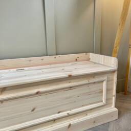 Storage Bench, Unpainted, Natural Wood Window Seat Hall Storage Bench. Entry Shoe Beaded Front Style - thumbnail 2