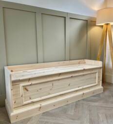 Storage Bench, Unpainted, Natural Wood Window Seat Hall Storage Bench. Entry Shoe Beaded Front Style