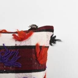 Vintage Turkish Kilim Pillow Cover Handwoven Wool Cushion, 16x16 - thumbnail 3