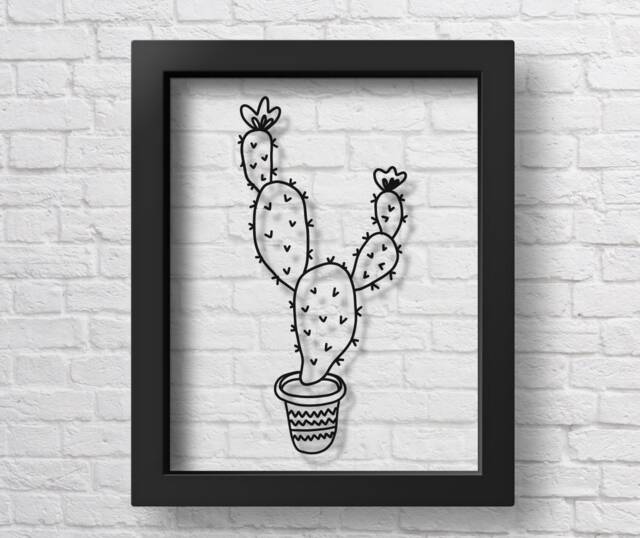 Transparent Cactus Poster Sketch Print Office Decor Nursery Kids Room Wall Art Children Gift - image 1