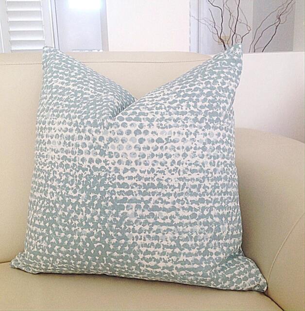 Seafoam Spa Blue Cushion Cover Modern Cotton Decorative Pillow - image 1