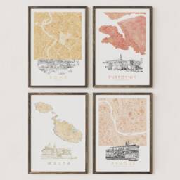 Dubrovnik Watercolor Map & Architectural Sketch Print Croatia City Block Plan - Art Print Wedding Graduation Gift European Travel Art - thumbnail 4