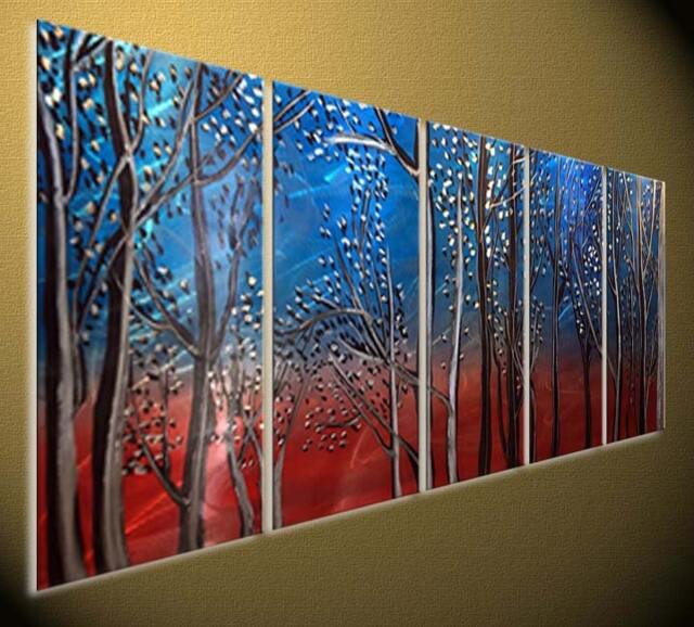 Large Metal Tree Wall Art, Modern Abstract Aluminum Sculpture - 24x60 Inch - image 1