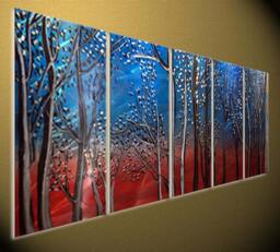 Large Metal Tree Wall Art, Modern Abstract Aluminum Sculpture - 24x60 Inch - thumbnail 1