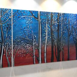 Large Metal Tree Wall Art, Modern Abstract Aluminum Sculpture - 24x60 Inch - thumbnail 3