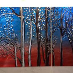 Large Metal Tree Wall Art, Modern Abstract Aluminum Sculpture - 24x60 Inch - thumbnail 2