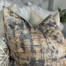 Luxury Cushion Cover in Mahali Fabric By Prestigious Textiles, Abstract Print Gold Bronze Pillow Cover, Designer Double Sided - thumbnail 3