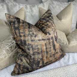Luxury Cushion Cover in Mahali Fabric By Prestigious Textiles, Abstract Print Gold Bronze Pillow Cover, Designer Double Sided