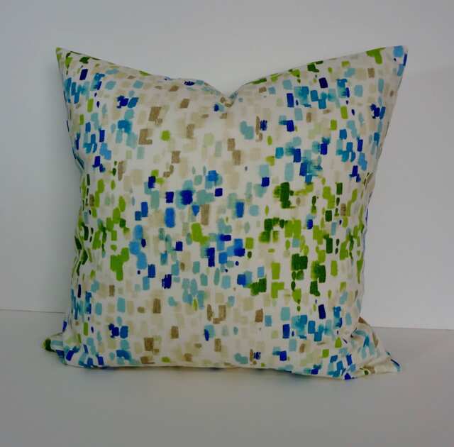 Watercolor Abstract Pillow Cover Green & Blue Waverly Cushion - 20 X 20 - image 1