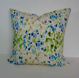 Watercolor Abstract Pillow Cover Green & Blue Waverly Cushion - 20 X 20 - thumbnail 1