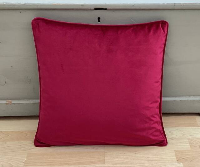 Claret Red Velvet Pillow Cover Piped Christmas Cushion, 18 - image 1