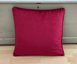Claret Red Velvet Pillow Cover Piped Christmas Cushion, 18 - thumbnail 1
