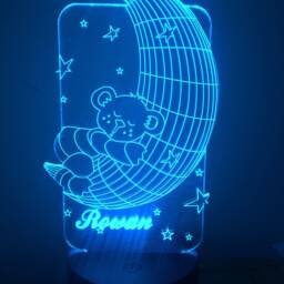 Teddy Bear On The Moon 3D Personalised Smart App Control Night Light Bluetooth, Music, 7&16M Colour Mobile App , Gift Led Lamp - thumbnail 3