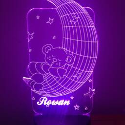 Teddy Bear On The Moon 3D Personalised Smart App Control Night Light Bluetooth, Music, 7&16M Colour Mobile App , Gift Led Lamp - thumbnail 4