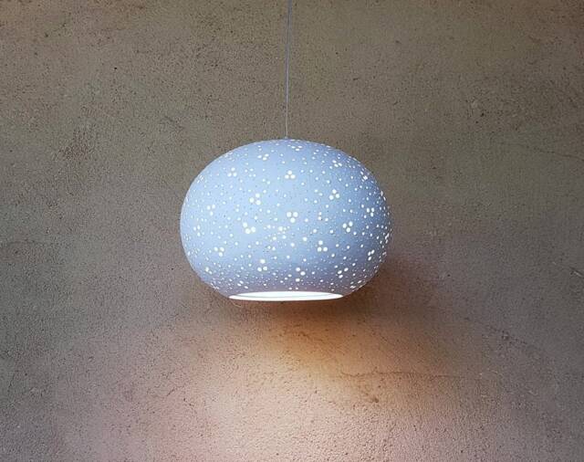 Perforated Ceramic Ball Pendant Light Handmade Kitchen Island Lighting - image 1