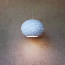 Perforated Ceramic Ball Pendant Light Handmade Kitchen Island Lighting - thumbnail 3