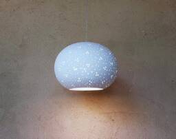 Perforated Ceramic Ball Pendant Light Handmade Kitchen Island Lighting - thumbnail 1