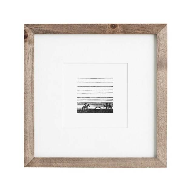 Texas No. 2, Cowboy Print, Horse Black & White Art, Minimal Horizon, Tiny Prints, 4x4 Minimalist Illustration - image 1