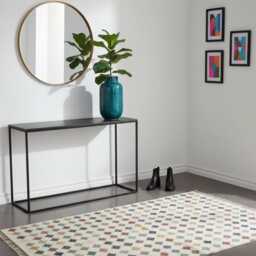 Handwoven Wool Kilim Rug, Geometric Swedish Dhurrie, Boho Hallway Colourful Runner - thumbnail 4