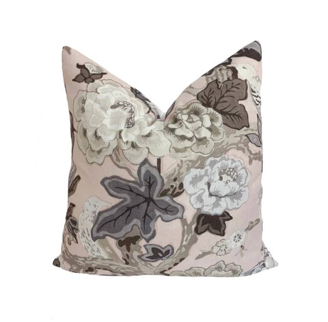 Schumacher/Mary Mcdonald - Bermuda Blossoms Blush Bold Traditional Floral Cushion Cover Handmade Throw Pillow Designer Home Decor - image 1