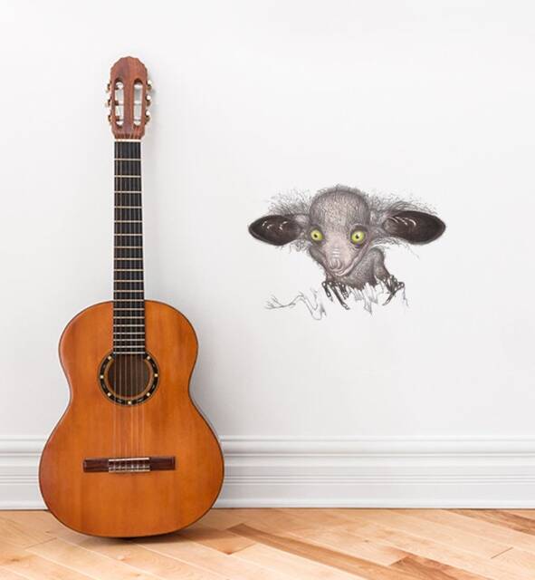 Spooky Creature With Big Eyes Wall Sticker Decal - Kids Stickers, Animals Childrens Decals, Art, Room