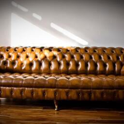4 Seater Antique Tan Leather Chesterfield Sofa, British Handmade - thumbnail 2