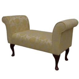 Handmade Gold Floral Fabric Bench - British Accent Settle Seat