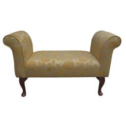 Handmade Gold Floral Fabric Bench - British Accent Settle Seat - thumbnail 2