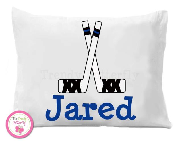 Personalized Hockey Stick Pillow Case, Kids Sports Bedding - image 1