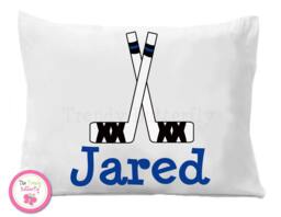 Personalized Hockey Stick Pillow Case, Kids Sports Bedding - thumbnail 1