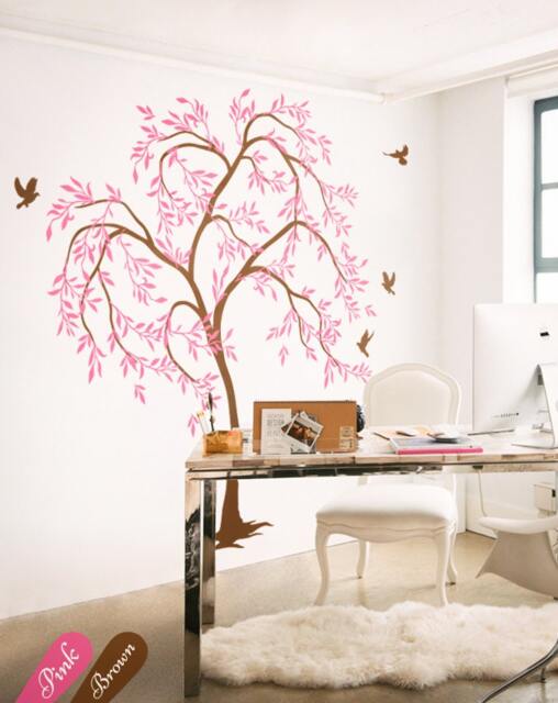 Tree Wall Decals With Birds Large Tree in The Wind Art Mural Sticker Nursery Decor Kw030 - image 1